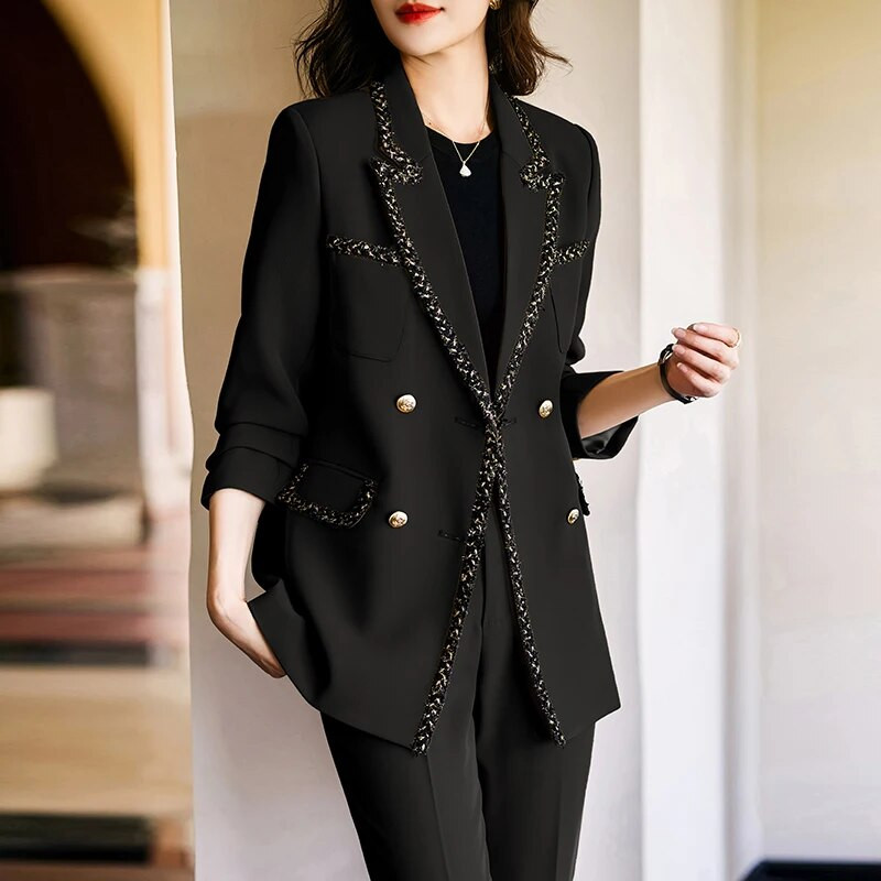 Formalni blejzeri Odijela za žene Jesen Zima Visokokvalitetna tkanina Profesionalni s hlačama i jaknama Kaput Hlače Komplet hlača
