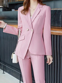 Nauji biuro moteriški solidūs moteriški kostiumai 2 dalių V kaklo ilgomis rankovėmis oficialus švarkas ir kelnės Vintažiniai komplektai Moteriški madingi kelnių kostiumai