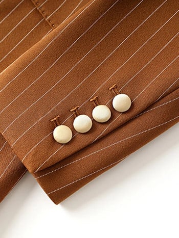 ZJYT Business Chic Γυναικείο Σετ παντελόνι με ριγέ ζιβάγκο 2023 Φθινοπωρινό μακρυμάνικο σακάκι παντελόνι κοστούμι 2 τεμαχίων.