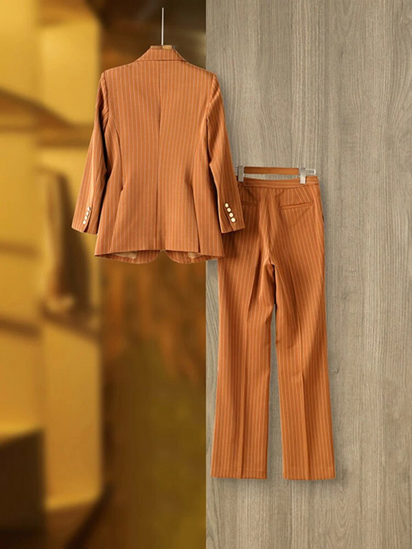 ZJYT Business Chic Office Lady Prugasti sako Kompleti hlača Ženska jesen 2023. Jakna dugih rukava Hlače Odijelo 2-dijelna radna odjeća