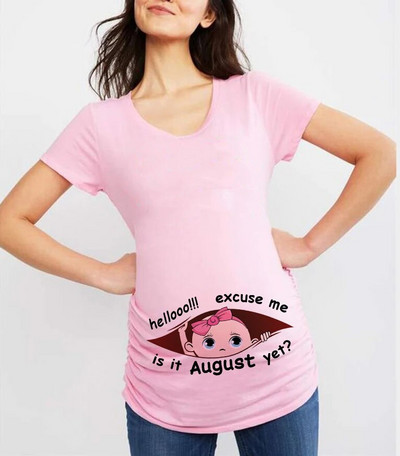 Oprostite, još je siječanj Ljeto od 12 mjeseci Slatka odjeća za trudnice Ležerne majice za trudnice Ženske majice s printom za bebe