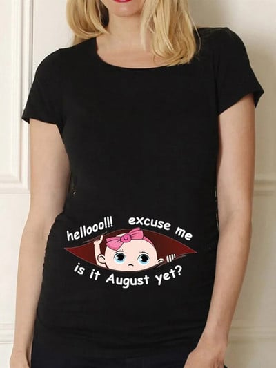 Oprostite, još je siječanj Ljeto od 12 mjeseci Slatka odjeća za trudnice Ležerne majice za trudnice Ženske majice s printom za bebe