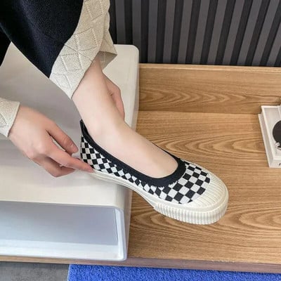 2023 Fashion Slip On Mesh Loafers Αναπνεύσιμο Stretch Μπαλέτο ρηχά φλατ Γυναικεία παπούτσια βάρκας με μαλακό κάτω μέρος