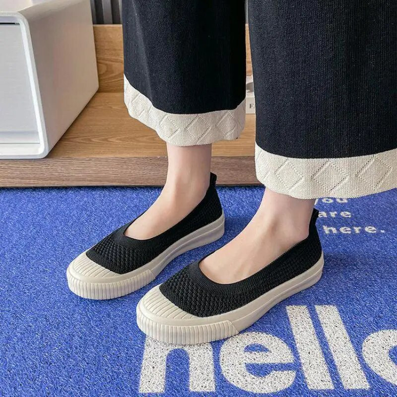 2023-as divatos hálós naplopók Légáteresztő sztreccs balett sekély lapos női puha aljú hegyes orrú csónakcipők