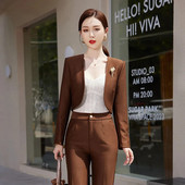 Augstas kvalitātes auduma sieviešu bikškostīmi ar biksēm un jakām mētelis rudens ziemas biznesam OL Professional bleizeri bikšu komplekts