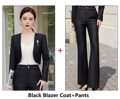 Augstas kvalitātes auduma sieviešu bikškostīmi ar biksēm un jakām mētelis rudens ziemas biznesam OL Professional bleizeri bikšu komplekts