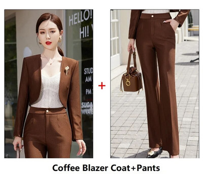 Augstas kvalitātes auduma sieviešu bikškostīmi ar biksēm un jakām mētelis rudens ziemas biznesam OL Professional bleizeri bikšu komplekts