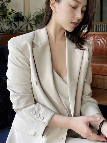 Circyy Κοστούμι για Γυναικεία ρούχα γραφείου φθινοπώρου 2023 Νέα μακρυμάνικα σακάκια με διπλά κουμπιά + ψηλόμεσο λεπτό παντελόνι κορεατικής μόδας