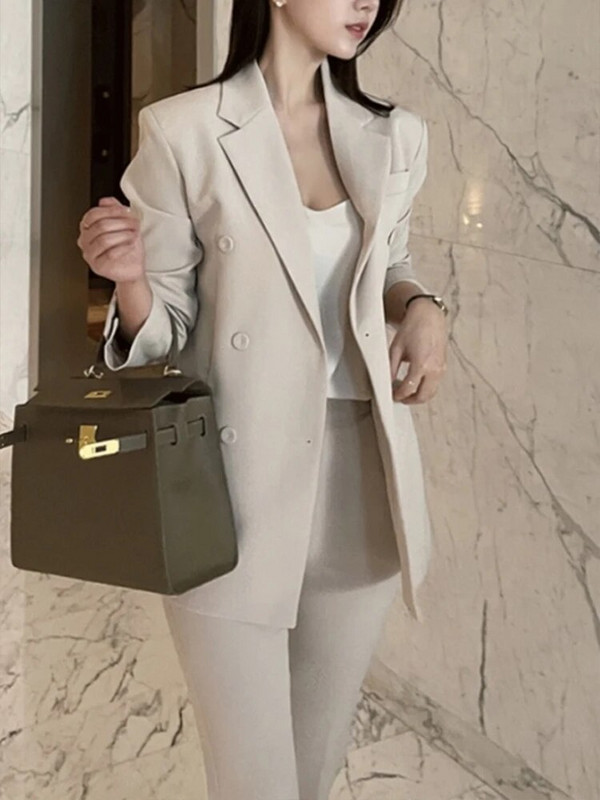 Circyy odijelo za žensku uredsku odjeću, nova jesen 2023., jakne dugih rukava s dva gumba + korejska modna odijela s visokim strukom