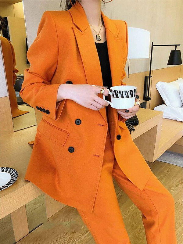 Circyy sieviešu uzvalku biroja komplekti 2023. gada rudenī, jauni mētelis ar garām piedurknēm ar dubultu pogu bleizeri + bikses ar augstu vidukli, korejiešu modes tērpi