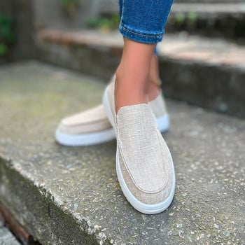 Φθινοπωρινά παπούτσια σε καμβά πλατφόρμες γυναικείες ρηχές μαλακές σόλα Loafers παπούτσια Γυναικεία σούπερ μέγεθος ελαφριά slip-on casual παπούτσια