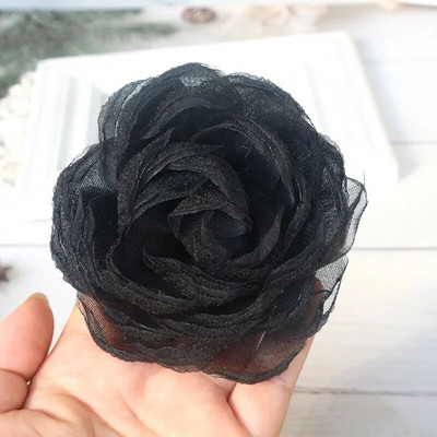 5GAB 9CM marle organza audums liela rožu ziedu galvas kāzu kleita svārki mājas cepures dekorēšana DIY matu aksesuāri