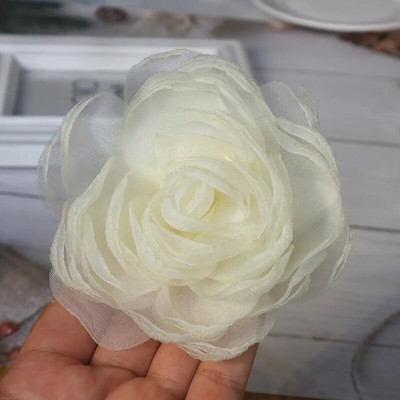 5GAB 9CM marle organza audums liela rožu ziedu galvas kāzu kleita svārki mājas cepures dekorēšana DIY matu aksesuāri