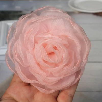 5GAB 9CM marle organza audums liela rožu ziedu galvas kāzu kleita svārki mājas cepures dekorēšana DIY matu aksesuāri