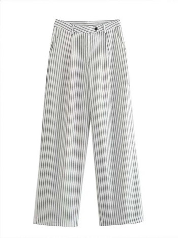 Γυναικείο παντελόνι TRAF Two Pieces Σετ 2023 Νέα μόδα ριγέ Casual Blazer+Μακρύ παντελόνι Γυναικείο κοστούμι Street Casual Γυναικεία ρούχα