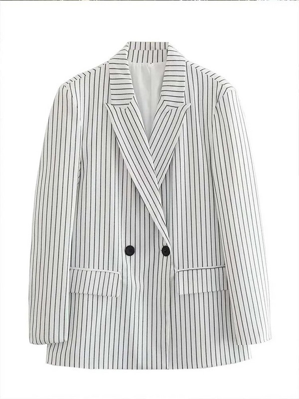 TRAF Ženski dvodijelni kompleti hlača 2023. Novi modni prugasti ležerni sako + duge hlače Žensko odijelo Ulična ležerna ženska odjeća