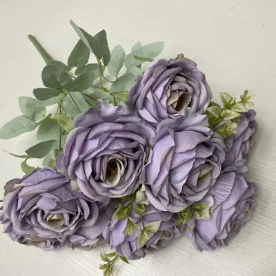 9 zlatnih zlatnih umjetnih ruža Cvjetni aranžman Svileni buket Veličanstven moral za zabave u kućnom uredu i dekoraciju vjenčanja