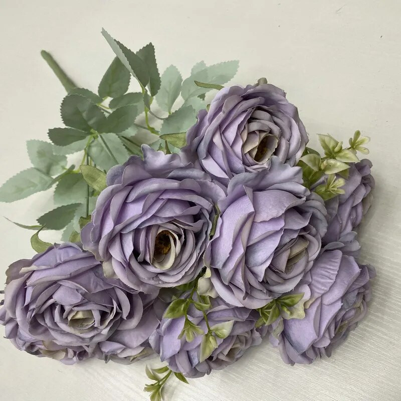 9 zlatnih zlatnih umjetnih ruža Cvjetni aranžman Svileni buket Veličanstven moral za zabave u kućnom uredu i dekoraciju vjenčanja