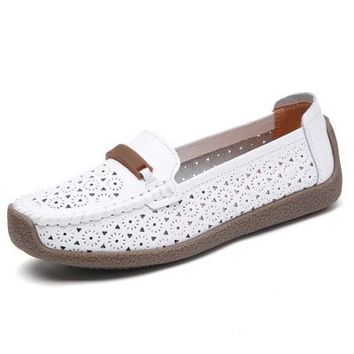 Dámske balerínky 2023 Letné priedušné duté nazúvacie ležérne topánky pre ženy, kožené ľahké dámske turistické topánky, mokasíny