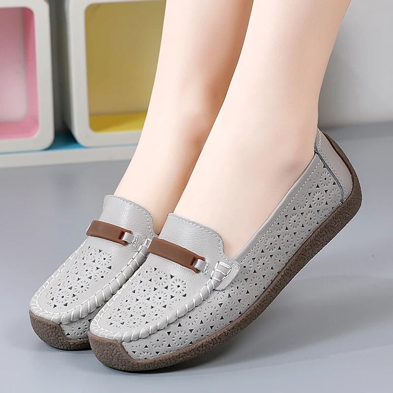 Dámske balerínky 2023 Letné priedušné duté nazúvacie ležérne topánky pre ženy, kožené ľahké dámske turistické topánky, mokasíny