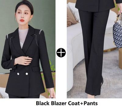 Svinīgi eleganti sieviešu profesionāli biznesa biroja darba apģērbi, biksīšu tērpi ar biksēm un jakām, mētelis OL Styles sieviešu bleizeru komplekts