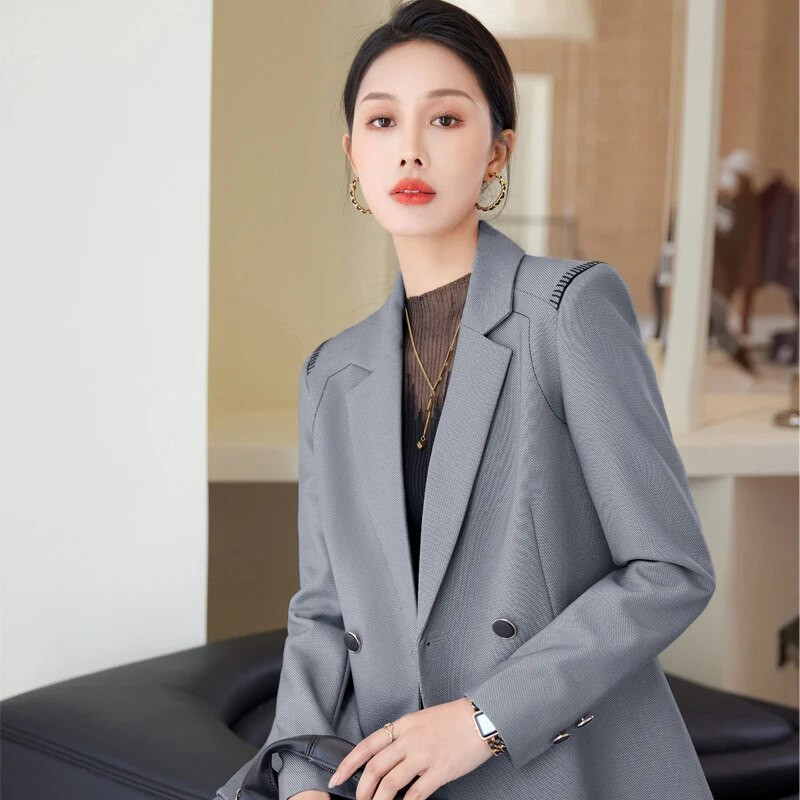 Svinīgi eleganti sieviešu profesionāli biznesa biroja darba apģērbi, biksīšu tērpi ar biksēm un jakām, mētelis OL Styles sieviešu bleizeru komplekts