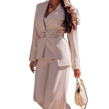 Κομψό γυναικείο κοστούμι σετ 2 τεμαχίων 2023 Νέο σε Blazers + Flare παντελόνι Γυναικεία ρούχα Γραφείο Lady επαγγελματικά επίσημα παντελόνια