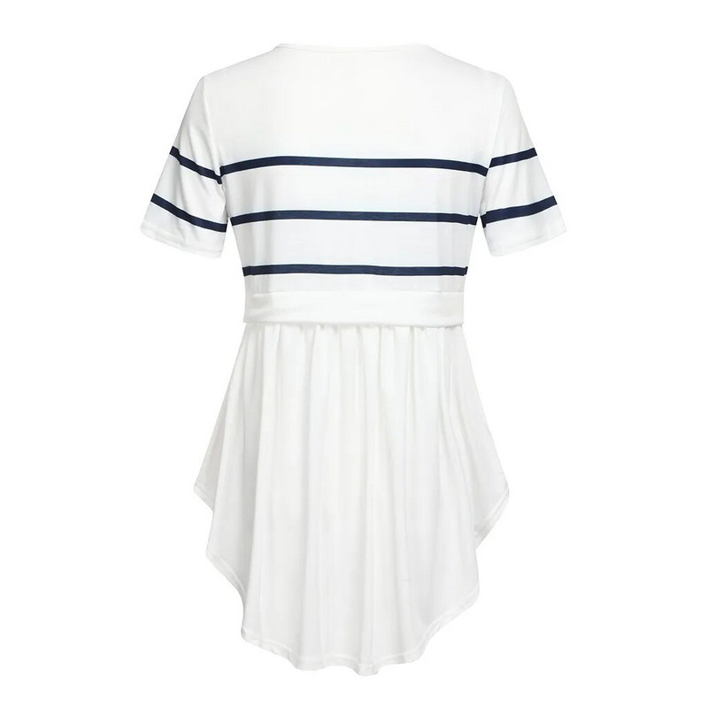 Sievietes Mamma Grūtniece Barojoša Bērna īsām piedurknēm svītraina blūze Grūtnieču drēbes Grūtniecības barošanas topi одежда для беременных Jaunums