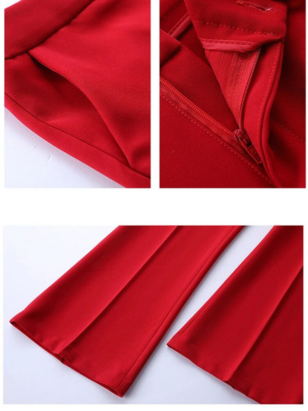 Nova ženska jesenska odijela s hlačama Kompleti od 2 komada Ležerni sakoi Kaputi i hlače Ženska elegantna radna odjeća Chic odjeća Crno Crvena