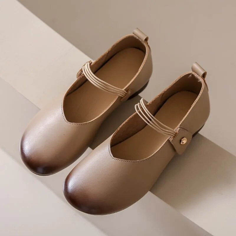 Retro naiste tasapinnalised ümmarguse ninaga Oxfordi kingad elastne riba paadikingad Mugavad pehmest nahast kingad naistele Mary Janes 1498C