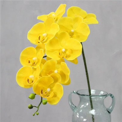 95 cm 9 glavica umjetno cvijeće pravi dodir latex leptir orhideja dekor uredski dom Božić vjenčanje PU cvijeće umjetne posude