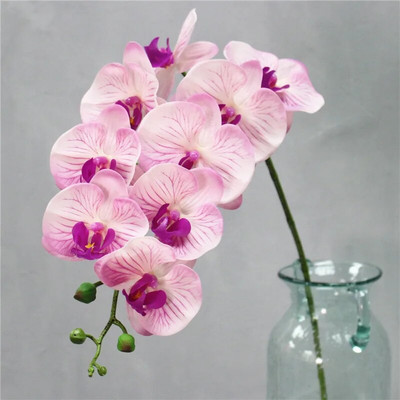 95 cm 9 glavica umjetno cvijeće pravi dodir latex leptir orhideja dekor uredski dom Božić vjenčanje PU cvijeće umjetne posude