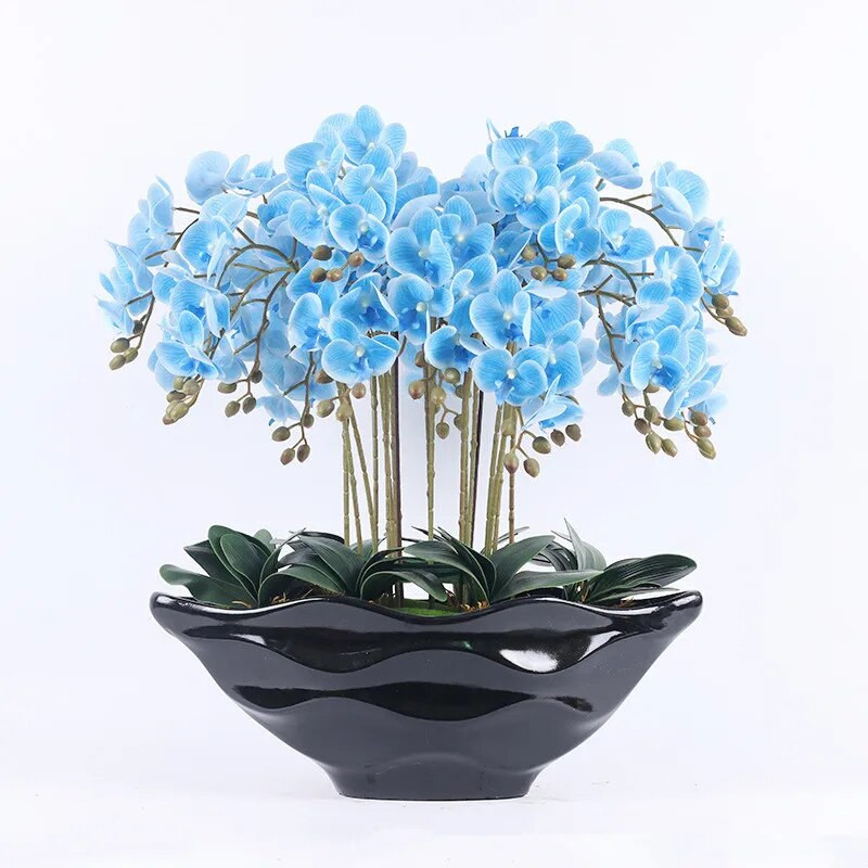 95 cm 9 glavica umjetno cvijeće pravi dodir latex leptir orhideja dekor uredski dom Božić vjenčanje PU cvijeće umjetne posude