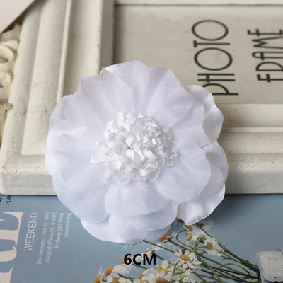 10 DB/tétel fehér sorozat Camellia Rose sifon szövet művirág fej esküvői ruhához ruházat díszítő fejdísz