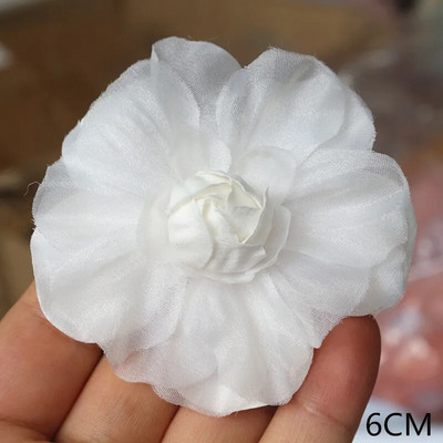 10 DB/tétel fehér sorozat Camellia Rose sifon szövet művirág fej esküvői ruhához ruházat díszítő fejdísz