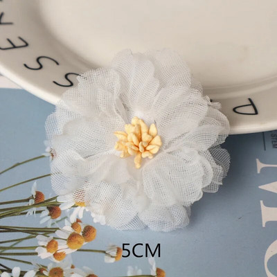 10 DB/tétel fehér sorozat Camellia Rose sifon szövet művirág fej esküvői ruhához ruházat díszítő fejdísz