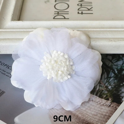 10 DB/tétel fehér sorozat Camellia Rose sifon szövet művirág fej esküvői ruhához ruházat díszítő fejdísz