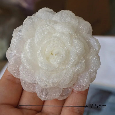 10 DB/tétel fehér sorozat Camellia Rose sifon szövet művirág fej esküvői ruhához ruházat díszítő fejdísz