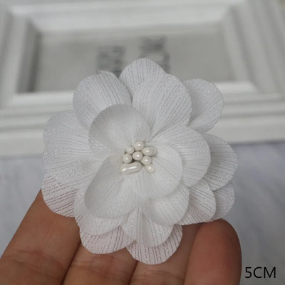 10 DB/tétel fehér sorozat Camellia Rose sifon szövet művirág fej esküvői ruhához ruházat díszítő fejdísz