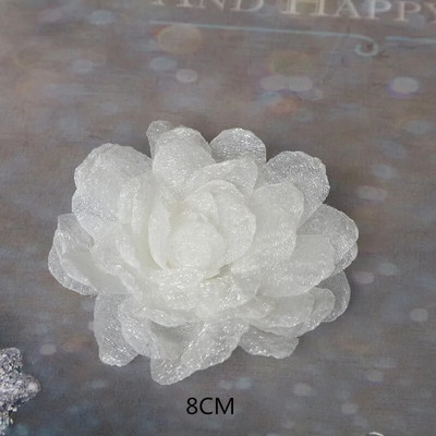 10 DB/tétel fehér sorozat Camellia Rose sifon szövet művirág fej esküvői ruhához ruházat díszítő fejdísz