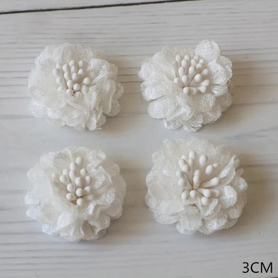 10 DB/tétel fehér sorozat Camellia Rose sifon szövet művirág fej esküvői ruhához ruházat díszítő fejdísz