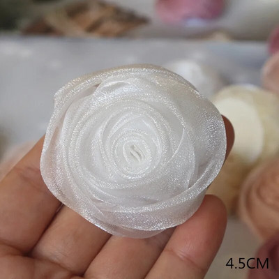 10 DB/tétel fehér sorozat Camellia Rose sifon szövet művirág fej esküvői ruhához ruházat díszítő fejdísz