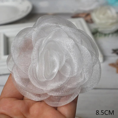 10 DB/tétel fehér sorozat Camellia Rose sifon szövet művirág fej esküvői ruhához ruházat díszítő fejdísz