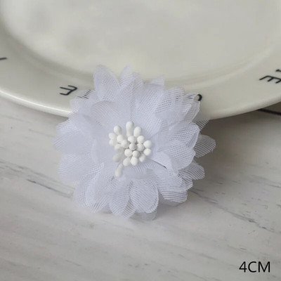 10 DB/tétel fehér sorozat Camellia Rose sifon szövet művirág fej esküvői ruhához ruházat díszítő fejdísz