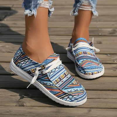 2023 Hot Sale Cipele za žene Ženske ravne cipele na vezanje Jesenske cipele s okruglom glavom u retro etničkom stilu Ženske ravne cipele u nizu boja