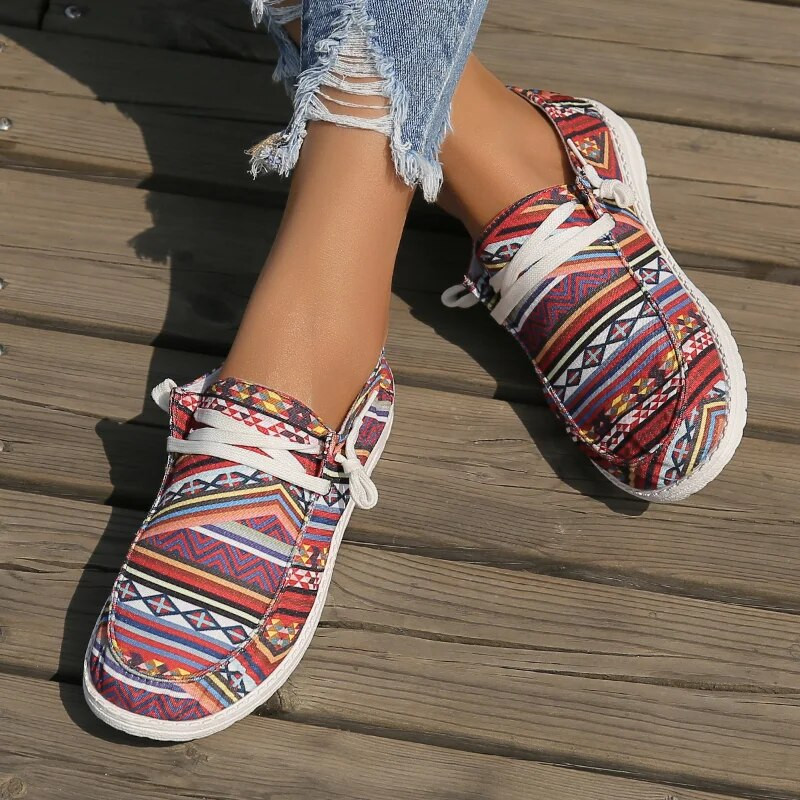 2023 Hot Sale Cipele za žene Ženske ravne cipele na vezanje Jesenske cipele s okruglom glavom u retro etničkom stilu Ženske ravne cipele u nizu boja