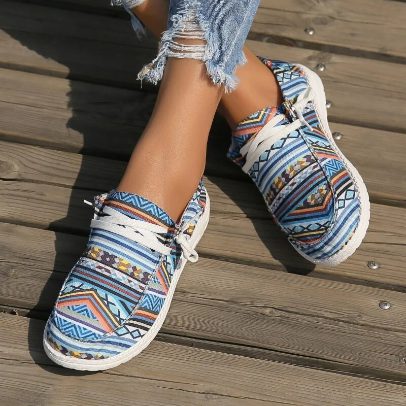 2023 Hot Sale Cipele za žene Ženske ravne cipele na vezanje Jesenske cipele s okruglom glavom u retro etničkom stilu Ženske ravne cipele u nizu boja