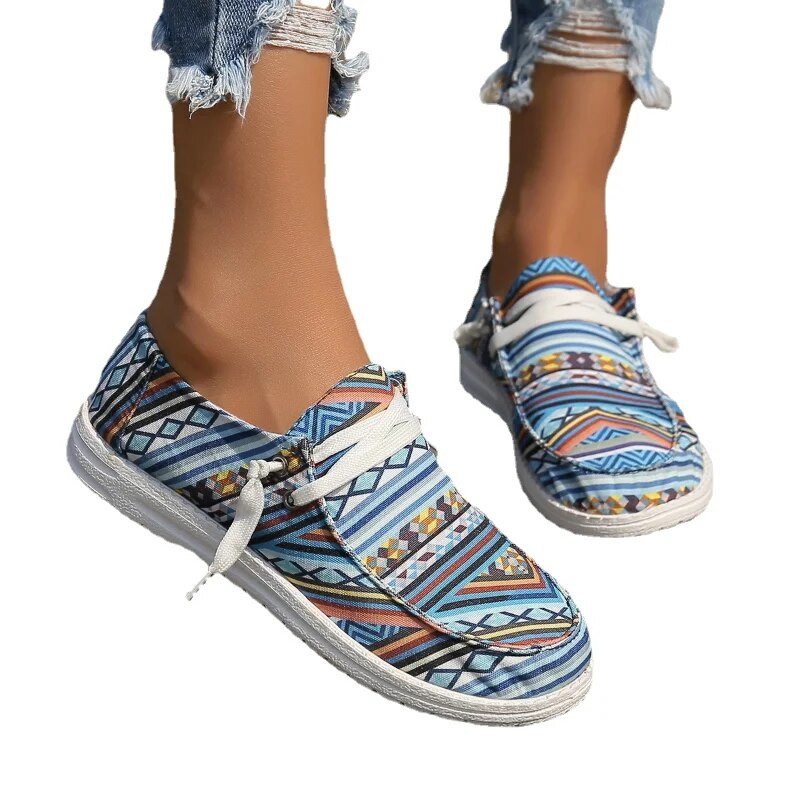 2023 Hot Sale Cipele za žene Ženske ravne cipele na vezanje Jesenske cipele s okruglom glavom u retro etničkom stilu Ženske ravne cipele u nizu boja