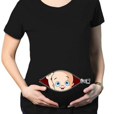 Ljetna majica kratkih rukava za trudnice, ženska odjeća, trudnička majica s patentnim zatvaračem, blizanke s printom, velika veličina S-3XL, smiješna majica kratkih rukava