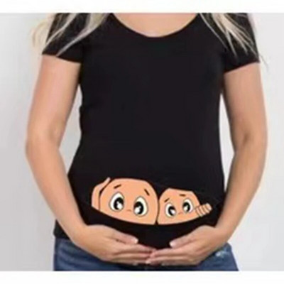 Ljetna majica kratkih rukava za trudnice, ženska odjeća, trudnička majica s patentnim zatvaračem, blizanke s printom, velika veličina S-3XL, smiješna majica kratkih rukava